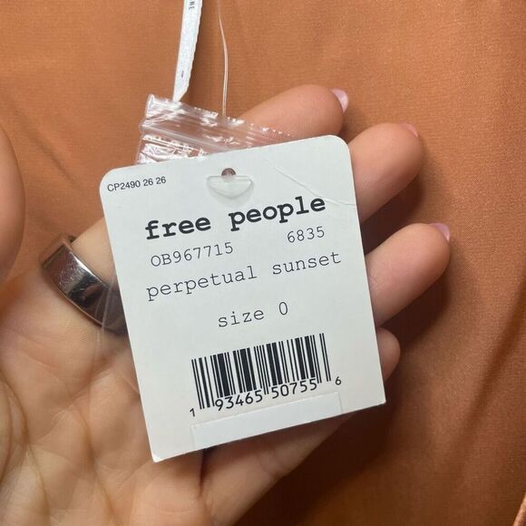 NWT Free People Strike a Pose Feminine Romantic Silk Dress Perpetual Sunset 0 - Picture 6 of 13